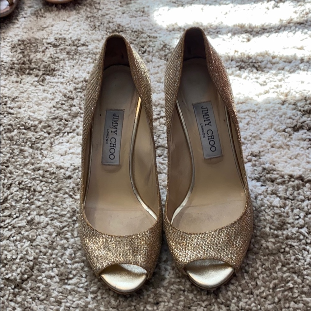 Used Jimmy Choo Gold Wedges